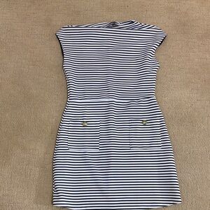 Zara Navy and White Striped Mini Dress